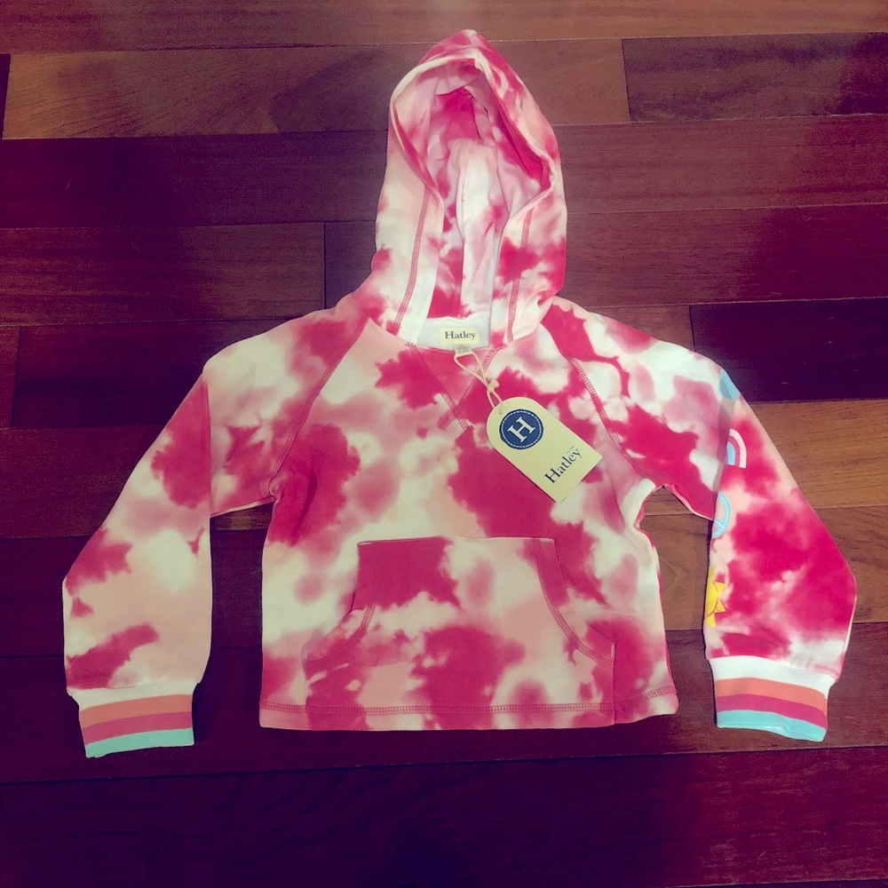 Hatley Girls Pink Tie Dye Hooded Sweatshirt